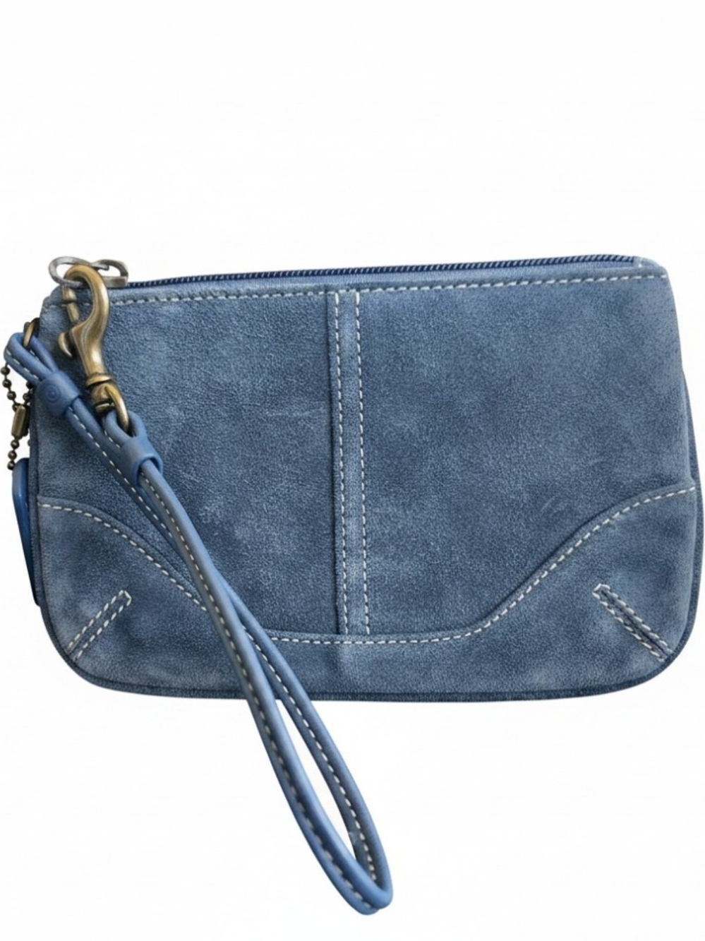 Coach Blue Suede Wristlet - EUC